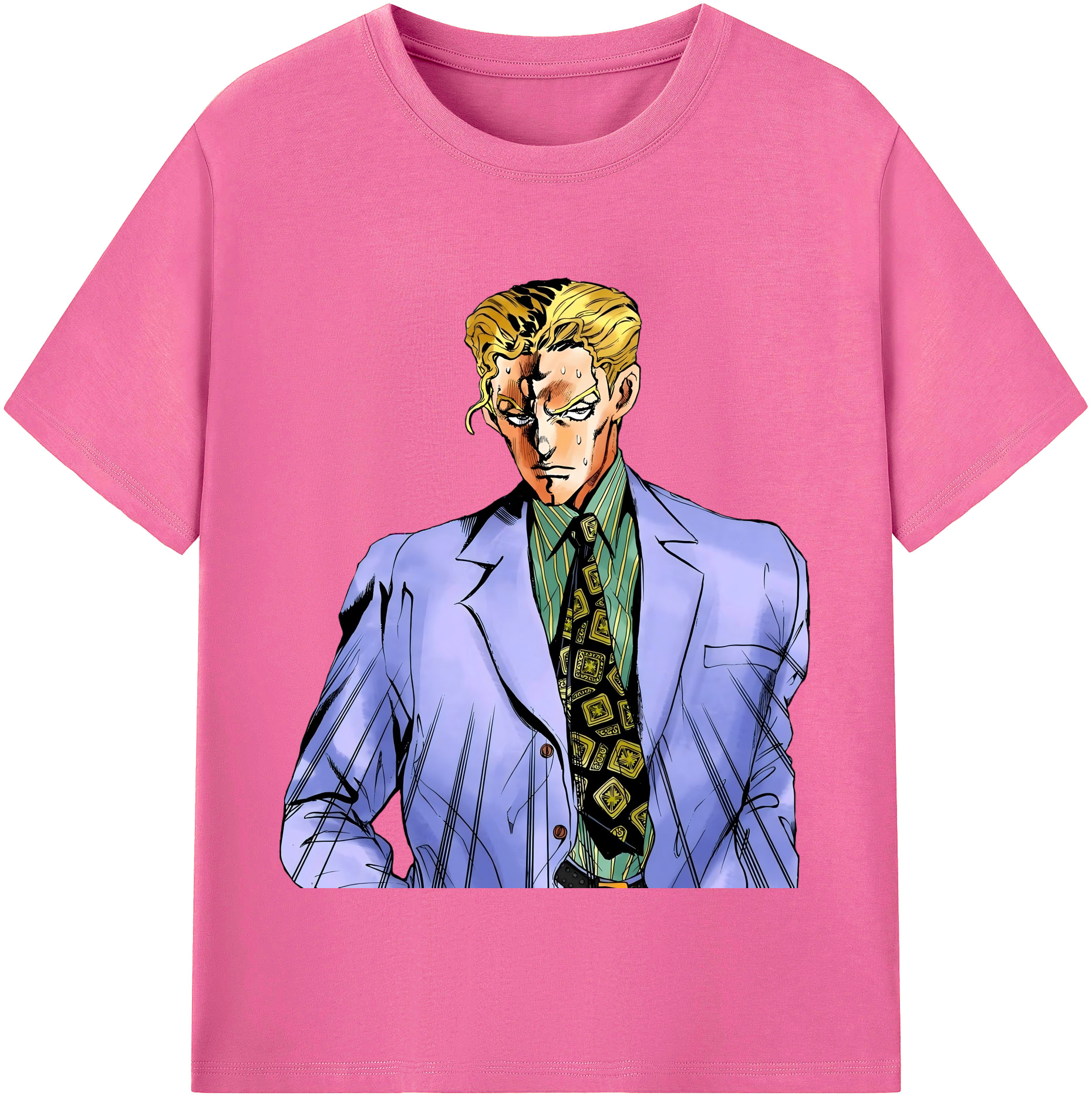 （画像用） ジョジョの奇妙な冒険 きら よしかげ JoJo's Bizarre Adventure Kira Yoshikage レディースカジュアルプリントTシャツ（綿100％）